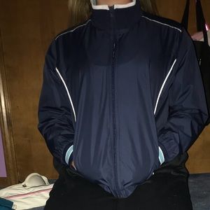 Navy blue windbreaker
